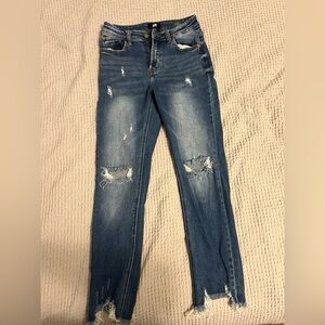 Distressed Skinny Jeans in Blue